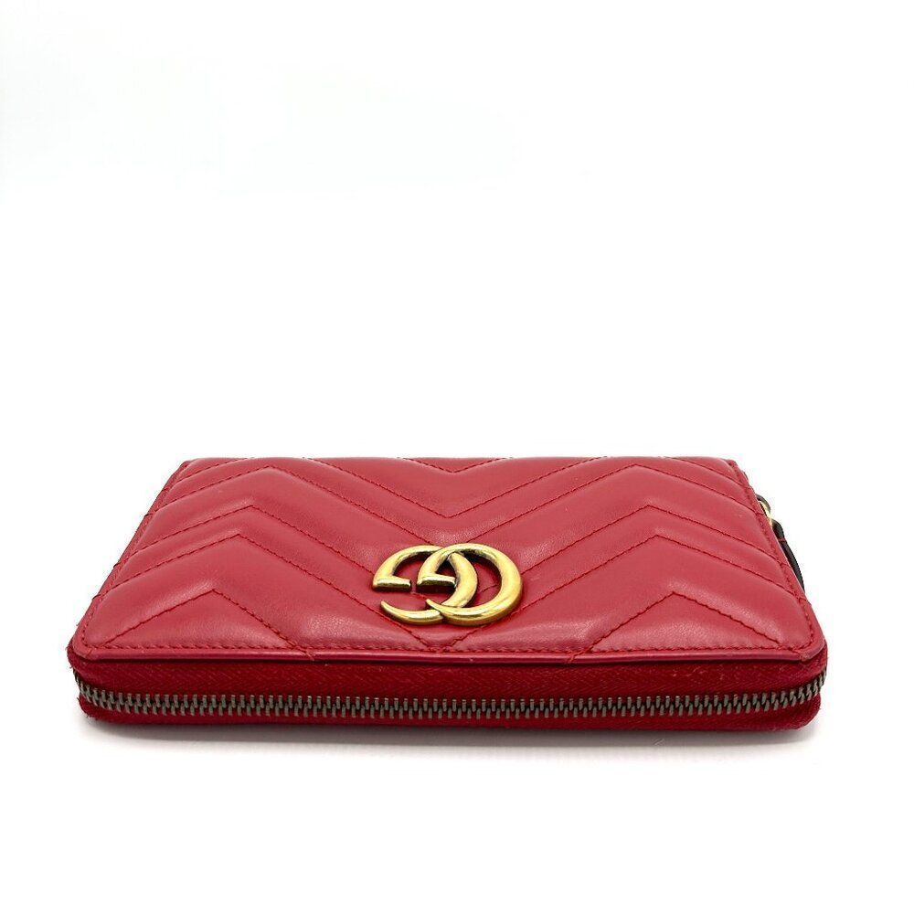 Gucci Red Chevron GG Marmont XL Zippy Long Wallet - Picture 4 of 8